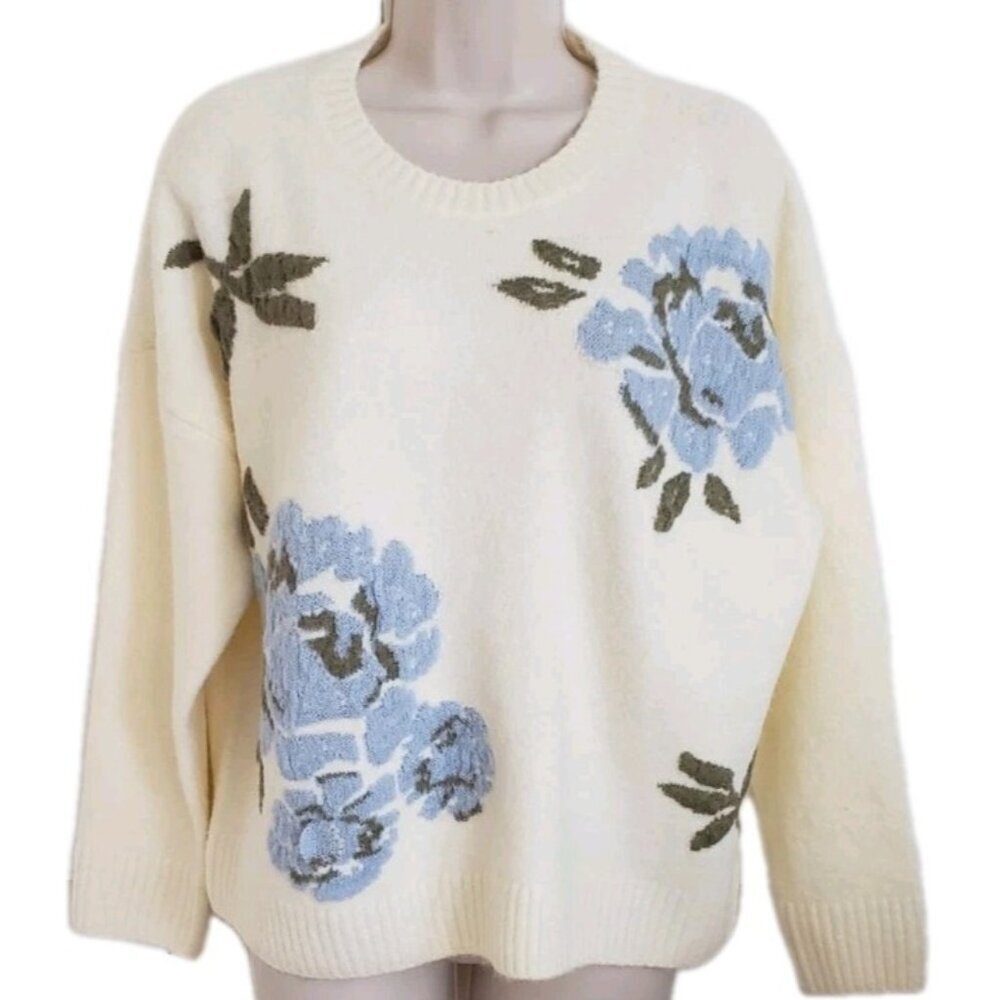 NWT TED BAKER LONDON JACKYARD FLOWER CREWNECK SWEATER SOFT MARSHMALLOWS MEDIUM